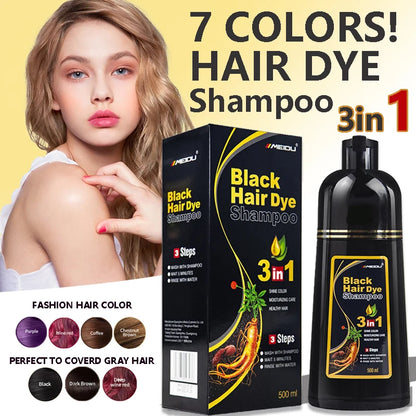 100ml/500ml Hair Dye Shampoo 3in1 Darkening Hairs Instant Gray To Black Polygonum Multiflorum Natural Coloing Cover for Women