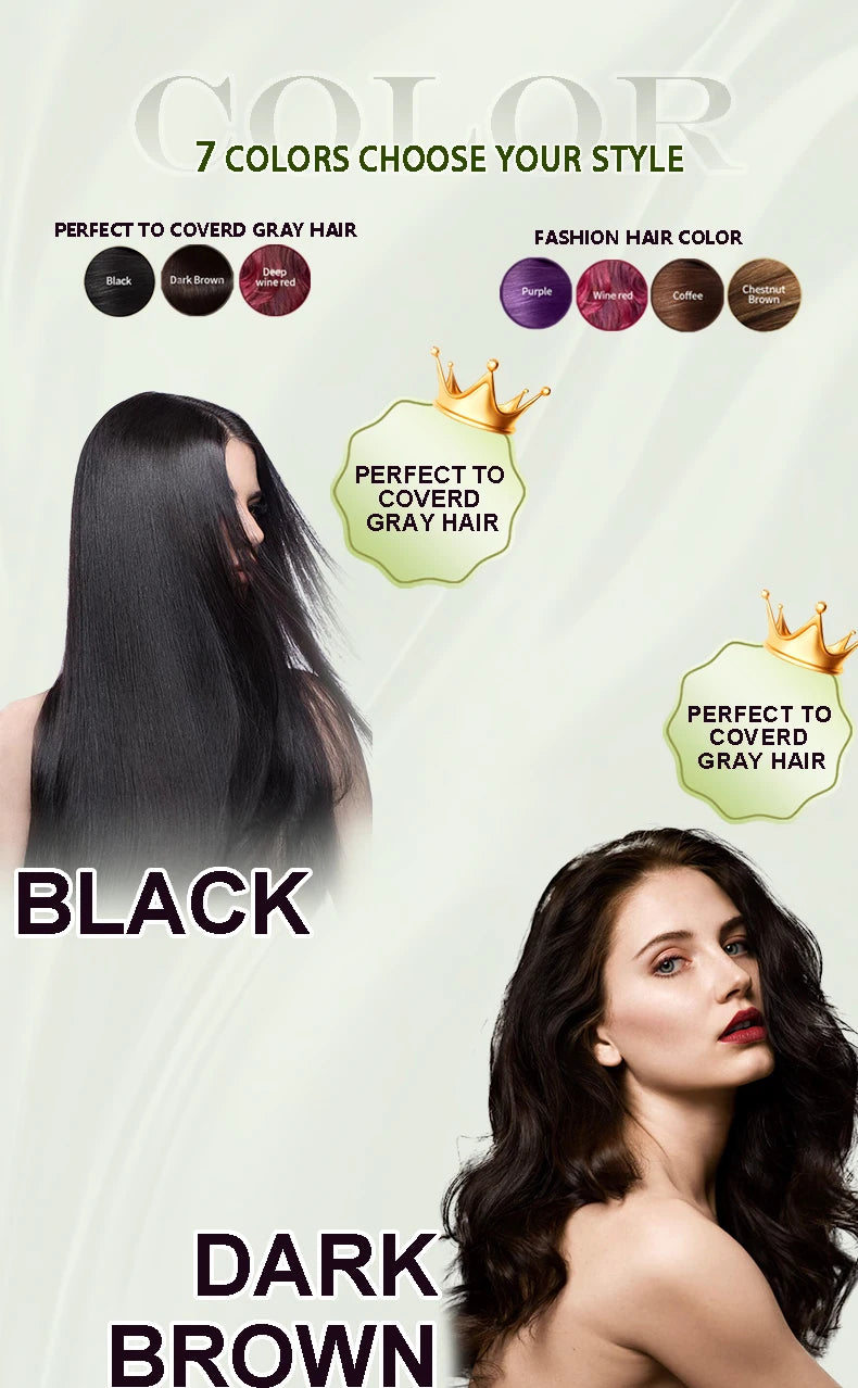 100ml/500ml Hair Dye Shampoo 3in1 Darkening Hairs Instant Gray To Black Polygonum Multiflorum Natural Coloing Cover for Women