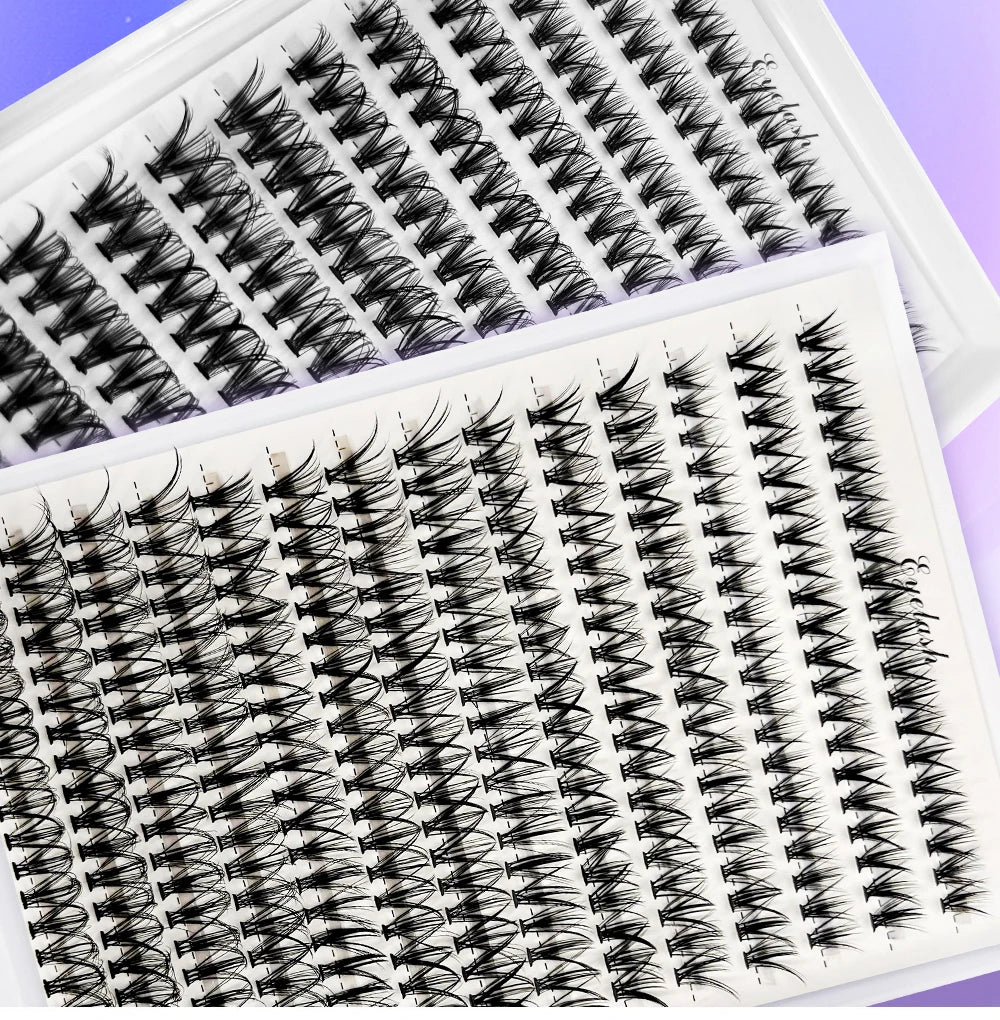 កញ្ចប់ពង្រីករោមភ្នែក DIY Volume Lash Clusters 30D D Curl Kit 280pcs។