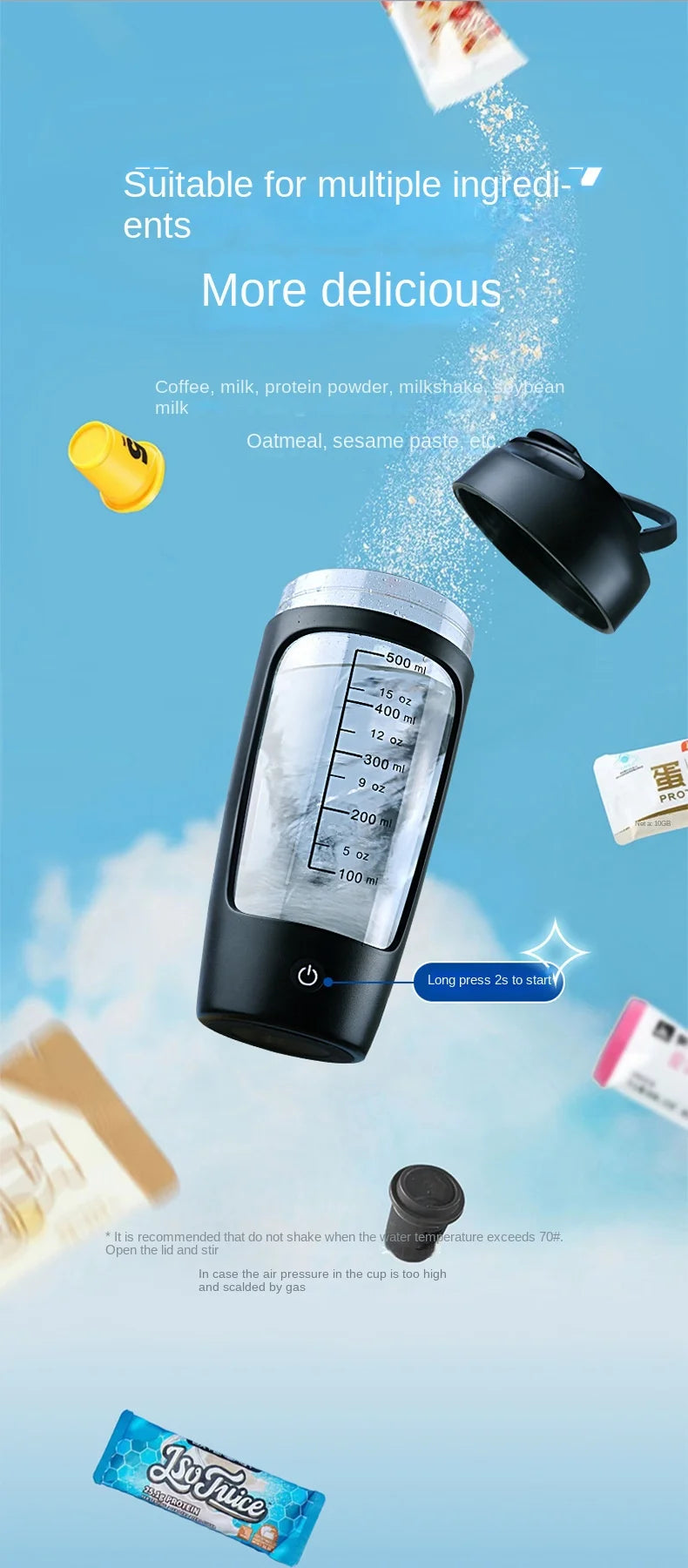 650ml USB Electric Portable Whey Protein  Shaker bottle  Fully Automatic