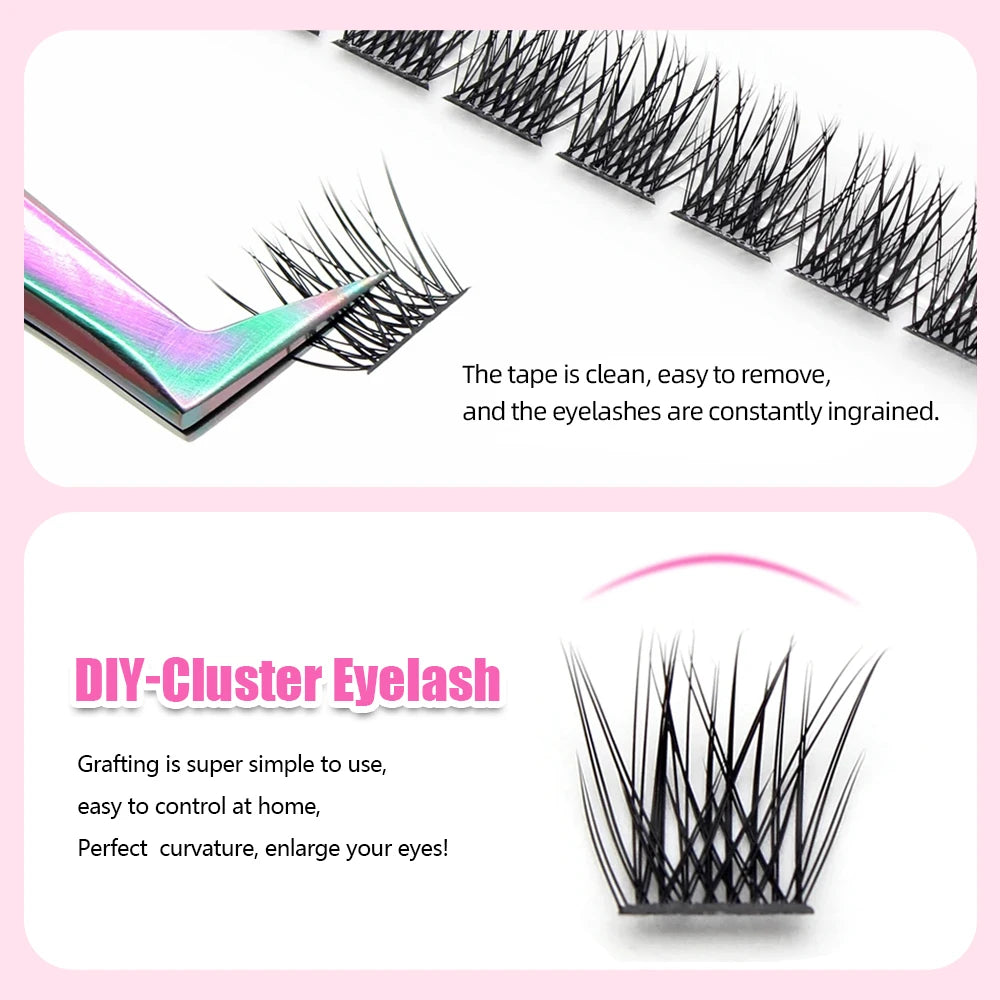 Mix Color 144 Russian Volume YUANZHIJIE False Eyelashes Natural Soft DIY Cluster Segment Lashes Cute Deer Rainbow Eyelashes