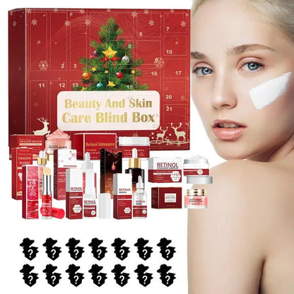 24pcs Cosmetic Advent Calendar 24 Days Christmas Countdown Advent Calendar Cosmetic Kit Retinol Face Cream Face Serum Lip Balm