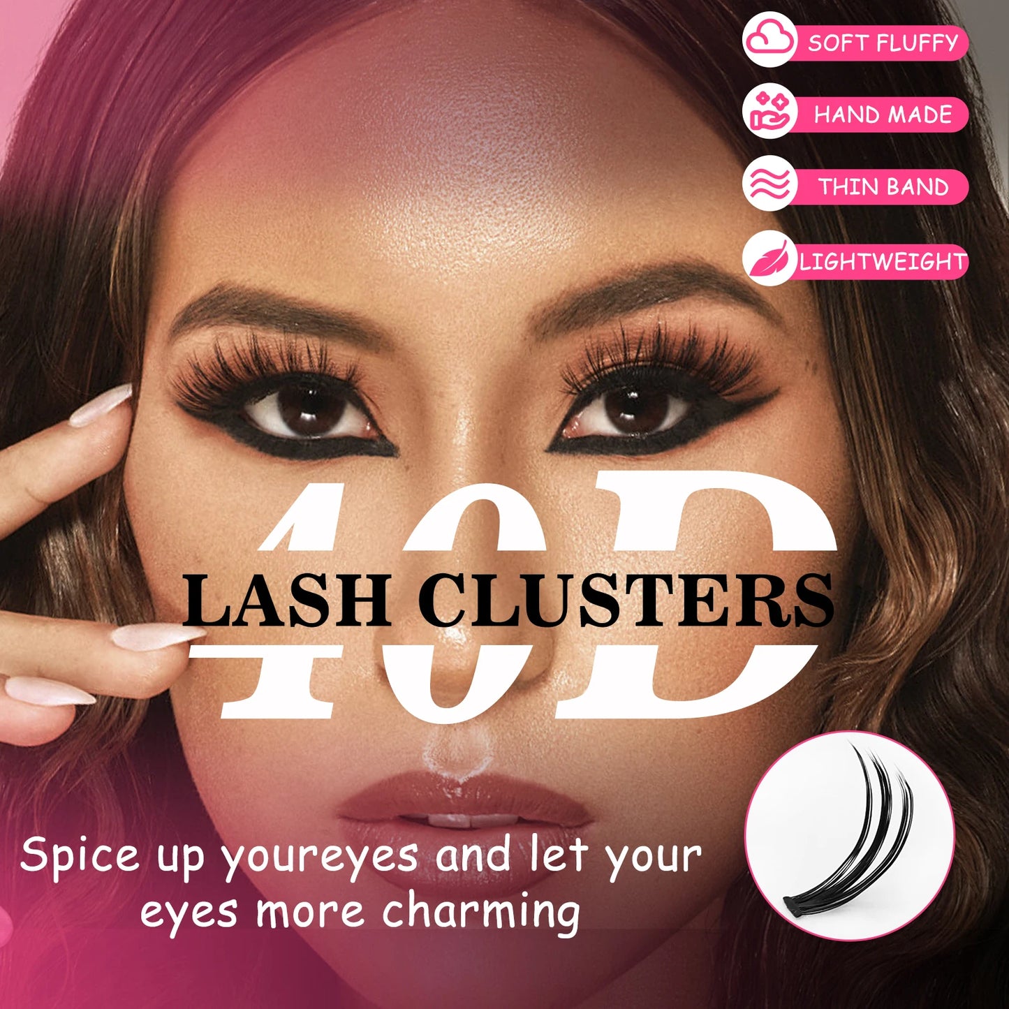 កញ្ចប់ពង្រីករោមភ្នែក DIY Volume Lash Clusters 30D D Curl Kit 280pcs។