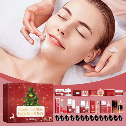 24pcs Cosmetic Advent Calendar 24 Days Christmas Countdown Advent Calendar Cosmetic Kit Retinol Face Cream Face Serum Lip Balm