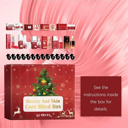 24pcs Cosmetic Advent Calendar 24 Days Christmas Countdown Advent Calendar Cosmetic Kit Retinol Face Cream Face Serum Lip Balm