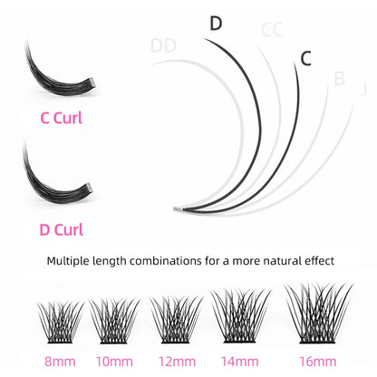 Mix Color 144 Russian Volume YUANZHIJIE False Eyelashes Natural Soft DIY Cluster Segment Lashes Cute Deer Rainbow Eyelashes