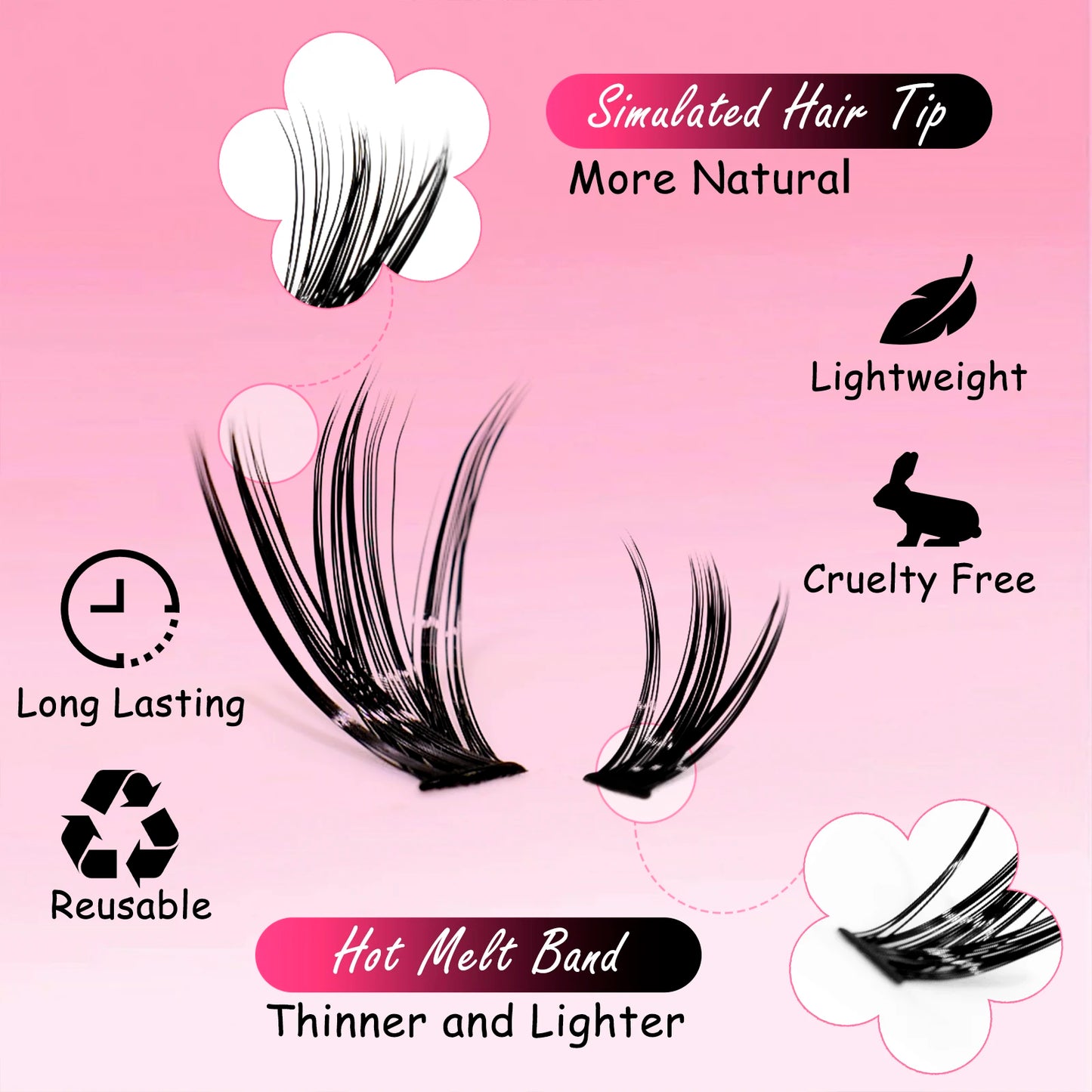 កញ្ចប់ពង្រីករោមភ្នែក DIY Volume Lash Clusters 30D D Curl Kit 280pcs។