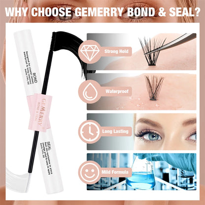 GEMERRY 10ml 2in1 Lash Bond & Seal Cluster Lash Glue for DIY Eyelash Extension Long Retention Waterproof Glue for Lash Clusters