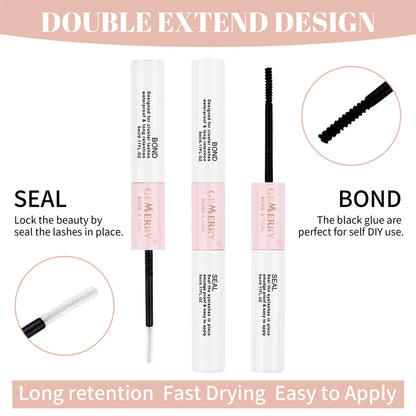 GEMERRY 10ml 2in1 Lash Bond & Seal Cluster Lash Glue for DIY Eyelash Extension Long Retention Waterproof Glue for Lash Clusters