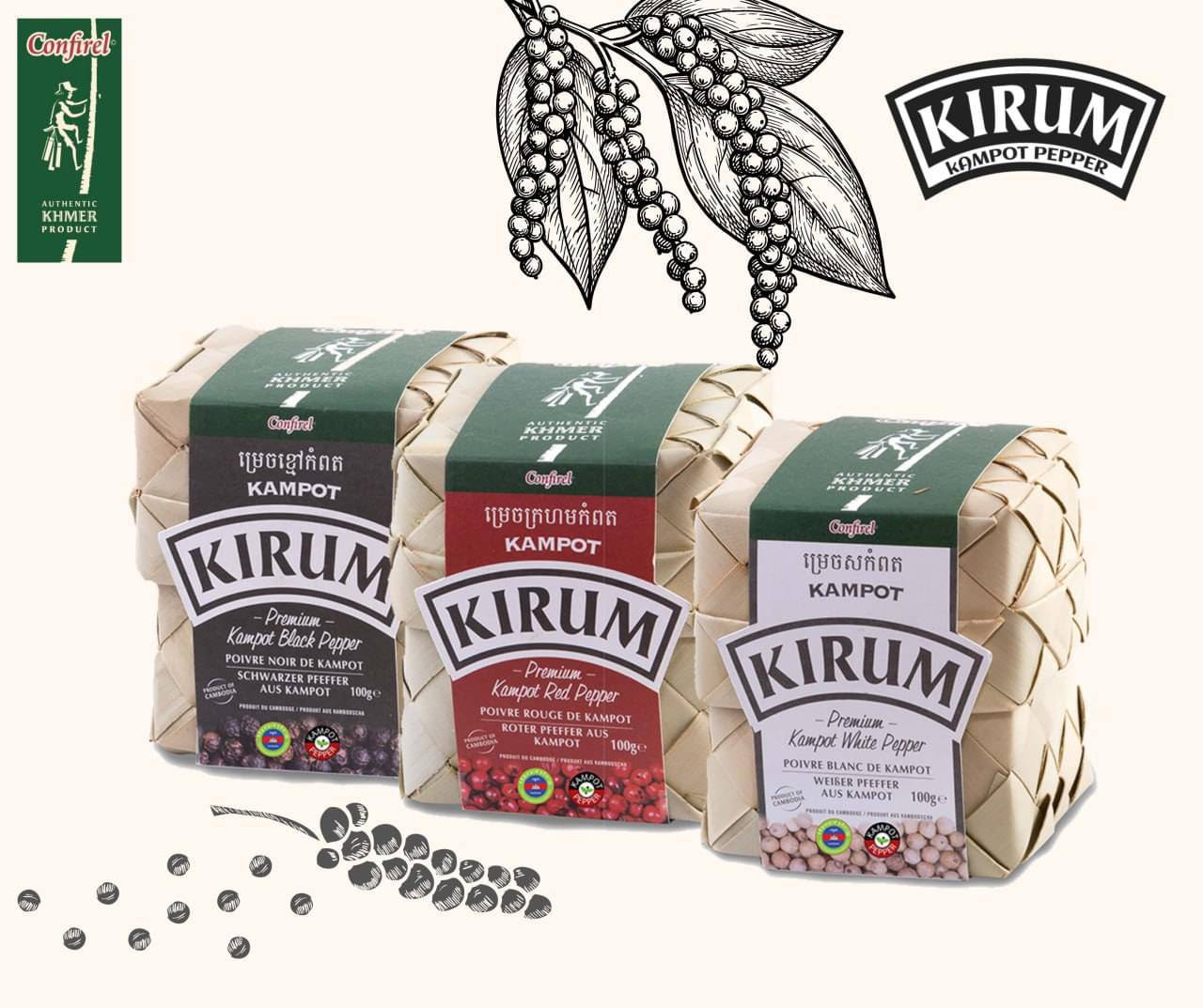 Organic Kampot Black Pepper  100g