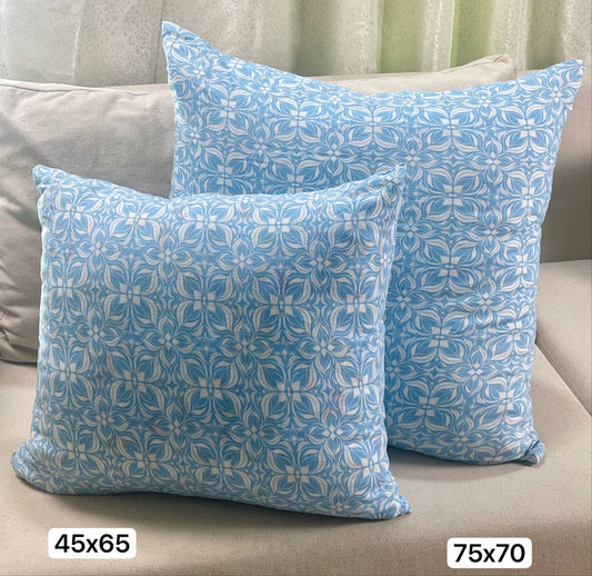 Soft blue flower pattern pillow