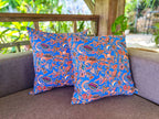 Pattern with royal blue pillow