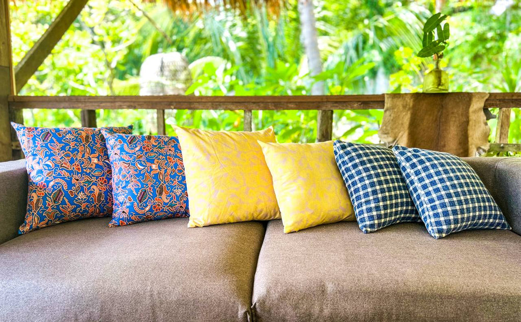 Pattern with royal blue pillow