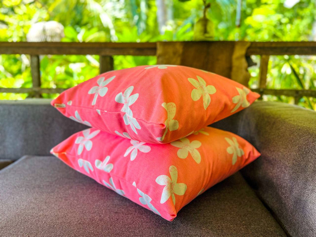 Pink white flower pillow