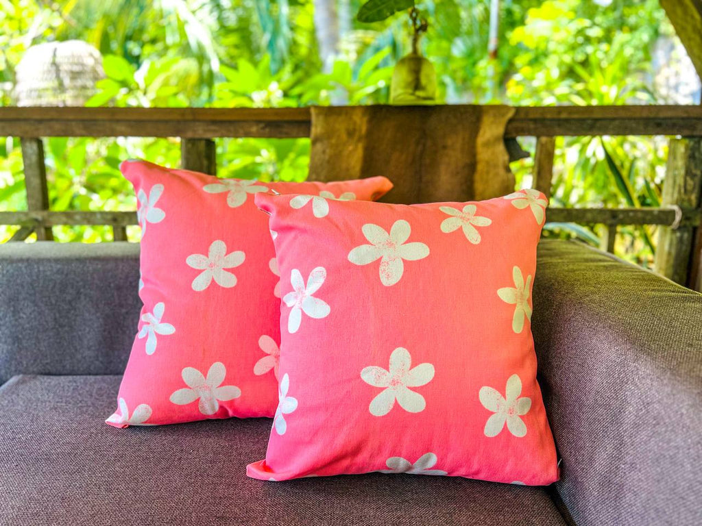 Pink white flower pillow