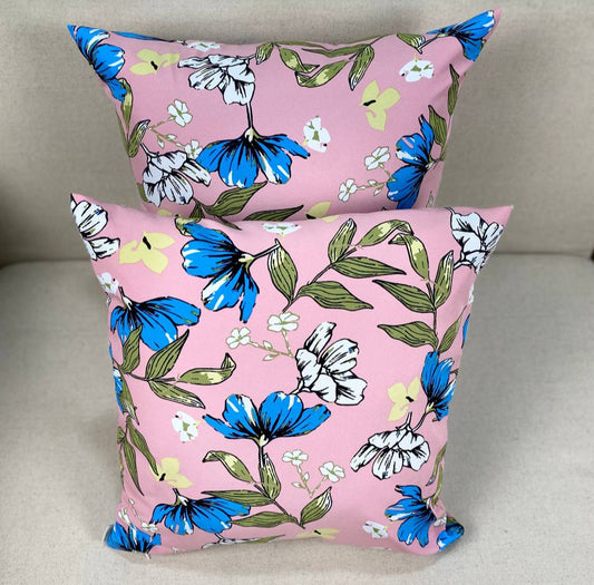 Blue flower with pink pillow